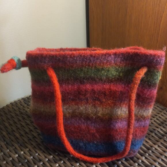 HANDMADE Ombre Booga Bag 11" X 10.5" Jewel Tones Fuschia Pink Purple Green Blue - Picture 3 of 7